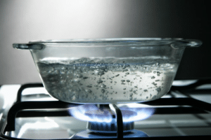 glass saucepan on stove