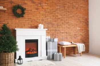 Interior room with fireplace for Christmas