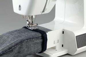 stitching denim fabric using electronic equipment