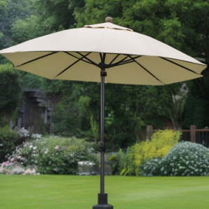 A cantilever parasol in the backyard