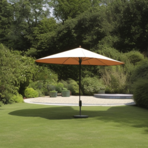 A cantilever parasol provides shades at the garden