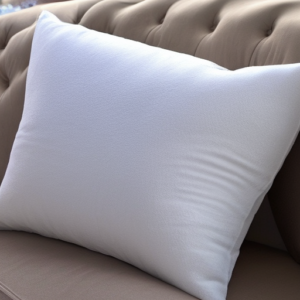 A cotton pillow on the couch