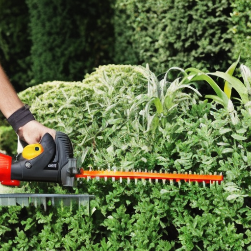 A man using a petrol hedge trimmer