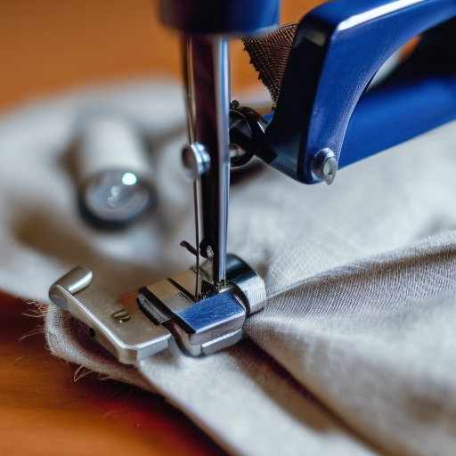 Close up look at handheld sewing machine needle