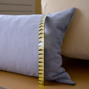 Measuring a pillow using a measuring tape
