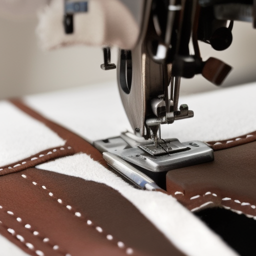 Sewing leather on a sewing machine