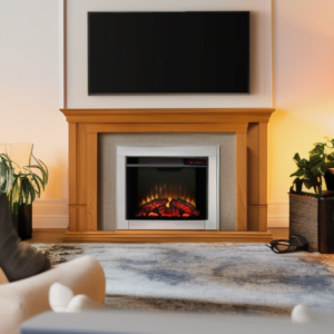 TV is installed above the electric fire