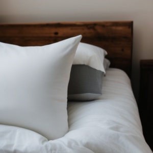 White pillow on the bed