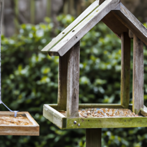 a simple bird feeder with a lot of seed