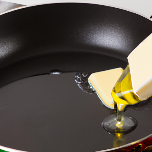 adding oil and butter in the pan